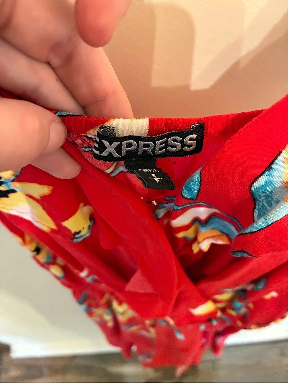 Express Red Floral Ruffle Mini Dress - Picture 3 of 3